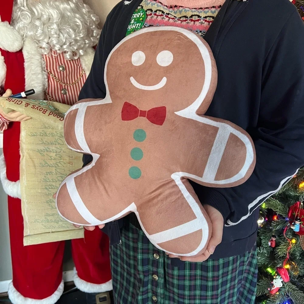 ❤️ Large 18” Gingerbread Man Christmas Holiday Pillow Decor